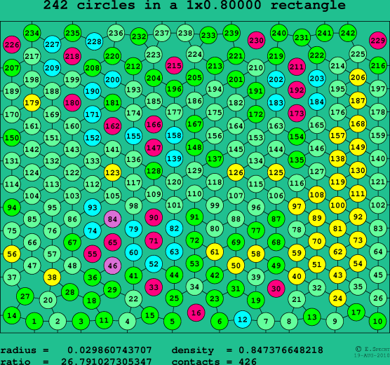 242 circles in a rectangle
