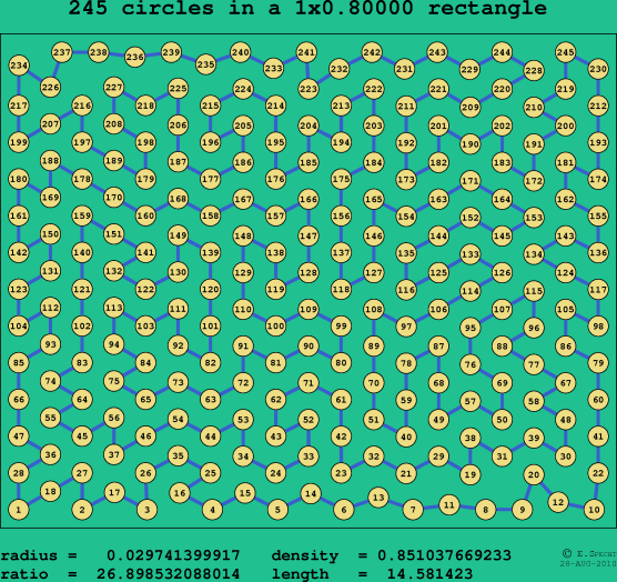 245 circles in a rectangle