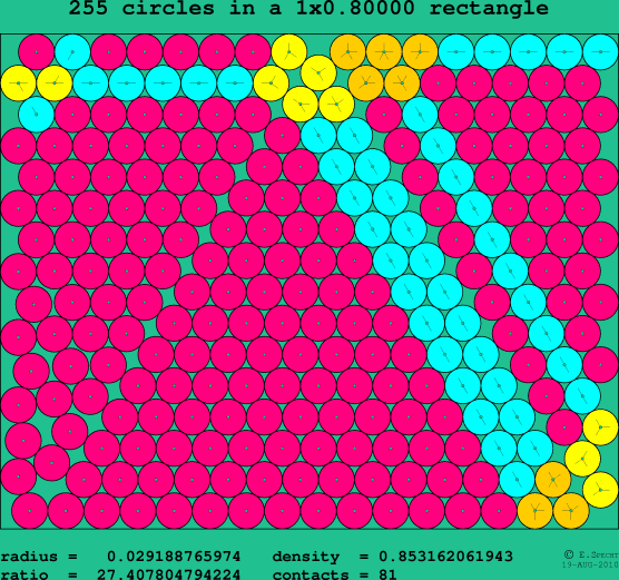 255 circles in a rectangle
