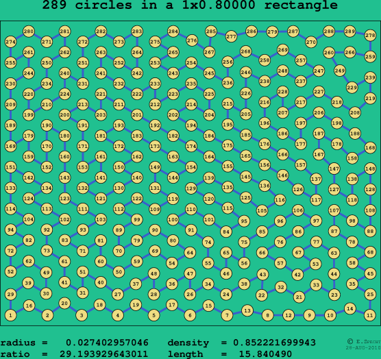 289 circles in a rectangle
