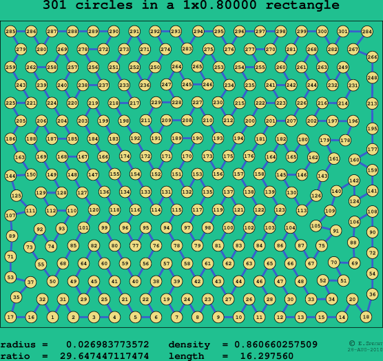 301 circles in a rectangle