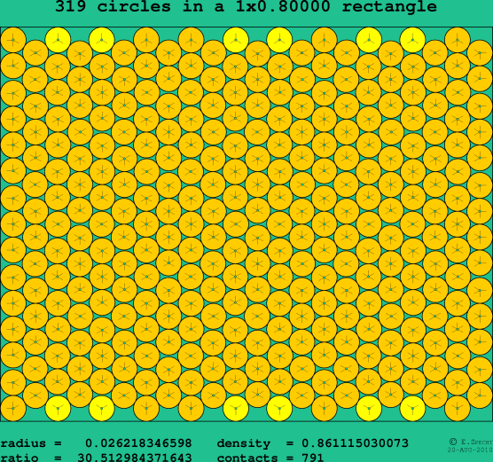 319 circles in a rectangle