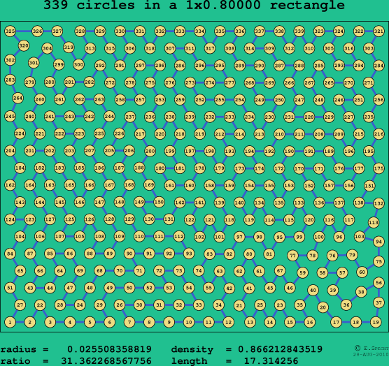 339 circles in a rectangle