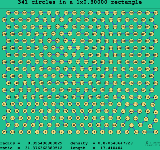 341 circles in a rectangle