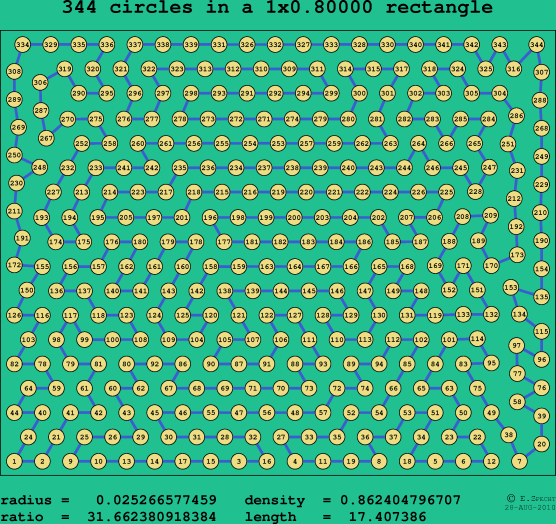 344 circles in a rectangle