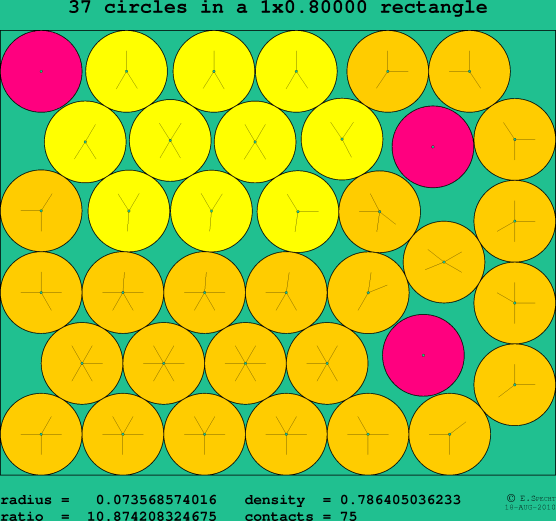 37 circles in a rectangle