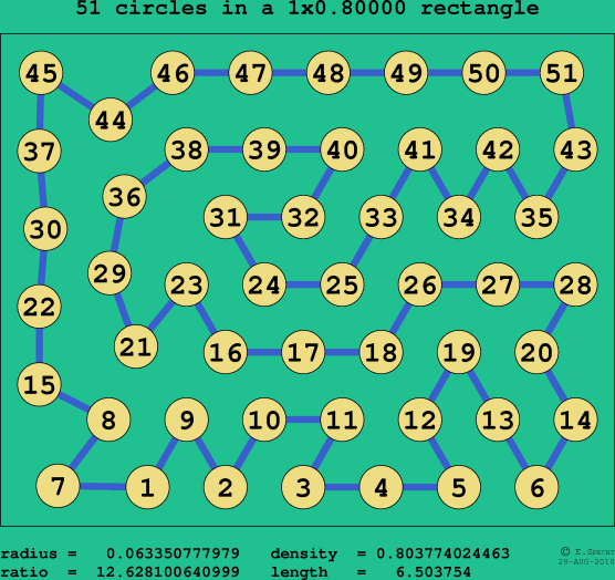 51 circles in a rectangle