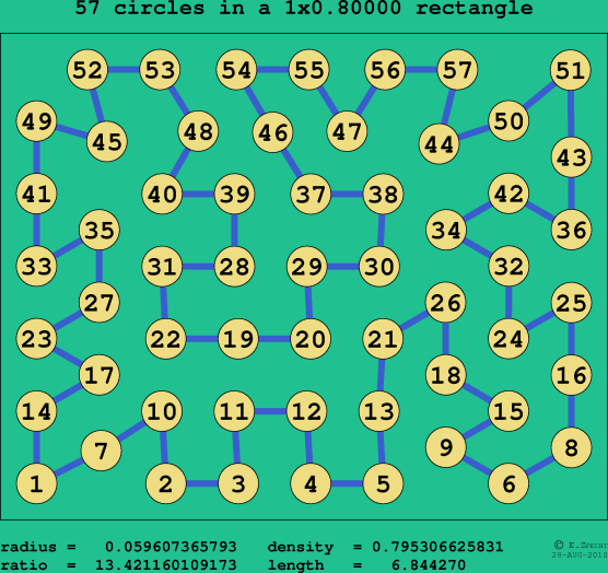 57 circles in a rectangle