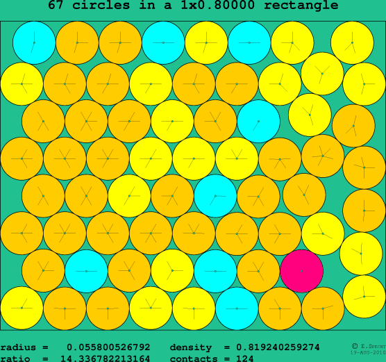 67 circles in a rectangle