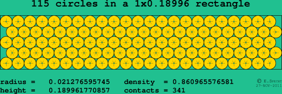 115 circles in a rectangle
