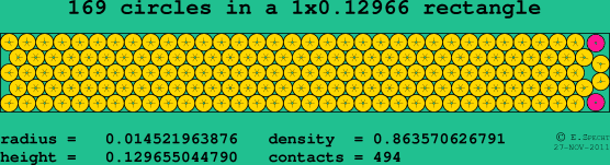169 circles in a rectangle