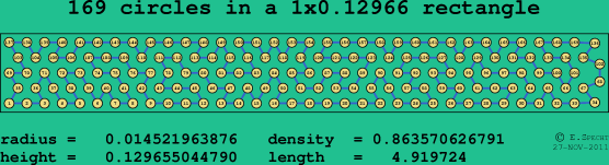 169 circles in a rectangle