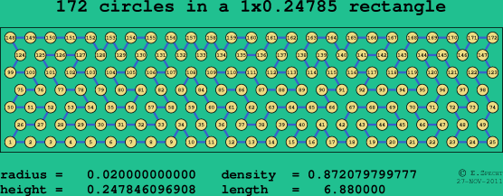 172 circles in a rectangle