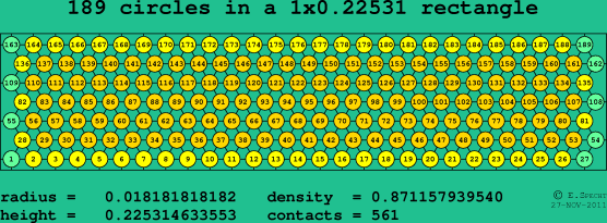189 circles in a rectangle
