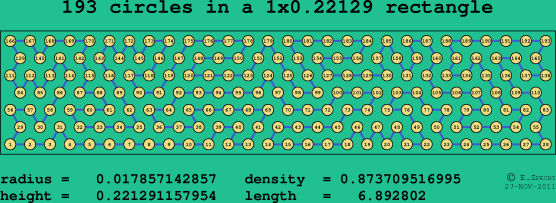 193 circles in a rectangle