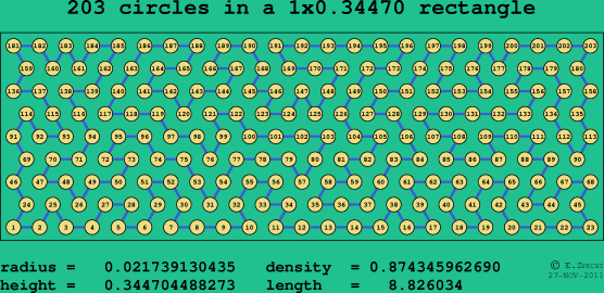 203 circles in a rectangle
