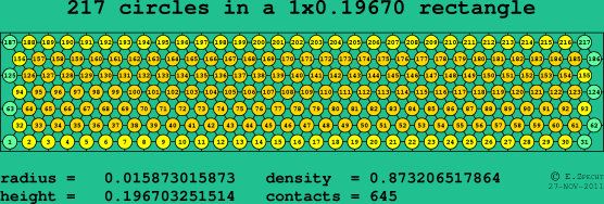 217 circles in a rectangle