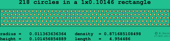 218 circles in a rectangle