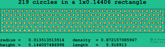 219 circles in a rectangle