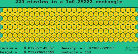 220 circles in a rectangle