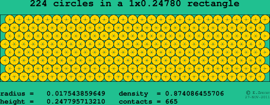 224 circles in a rectangle