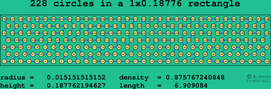 228 circles in a rectangle