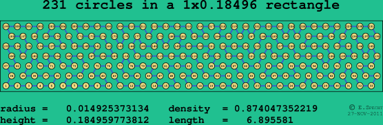 231 circles in a rectangle