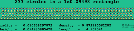 233 circles in a rectangle