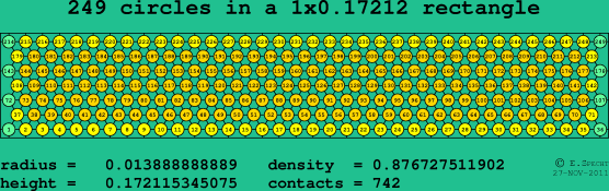 249 circles in a rectangle