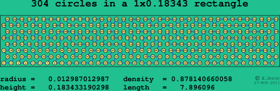 304 circles in a rectangle