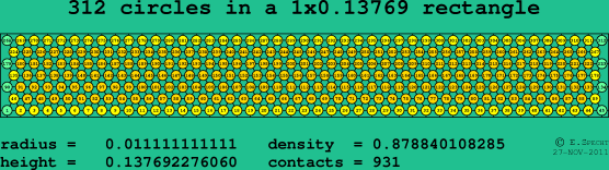 312 circles in a rectangle
