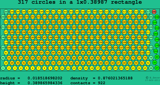 317 circles in a rectangle