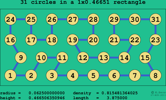 31 circles in a rectangle
