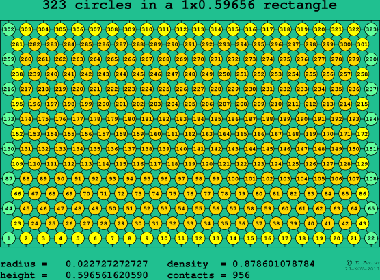 323 circles in a rectangle