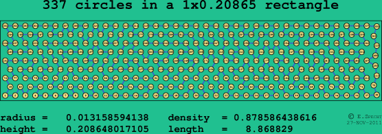 337 circles in a rectangle