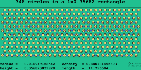 348 circles in a rectangle