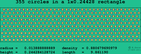 355 circles in a rectangle