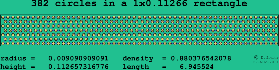 382 circles in a rectangle