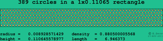 389 circles in a rectangle