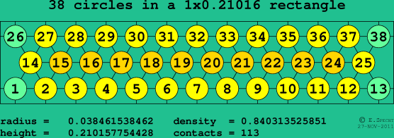 38 circles in a rectangle
