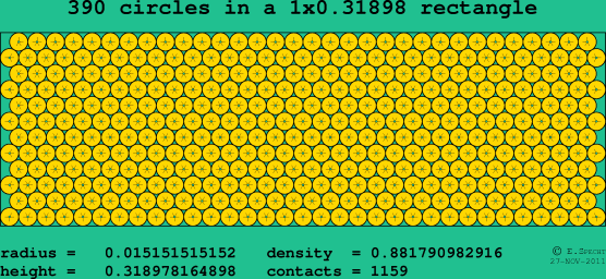 390 circles in a rectangle