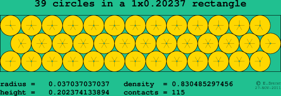 39 circles in a rectangle
