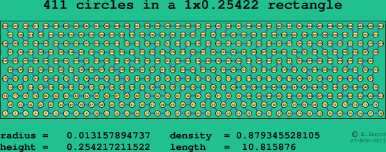 411 circles in a rectangle