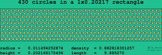 430 circles in a rectangle