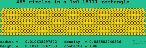 465 circles in a rectangle