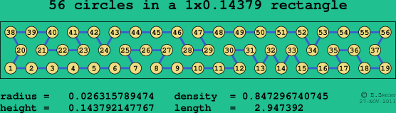 56 circles in a rectangle