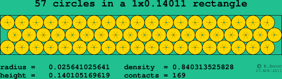 57 circles in a rectangle