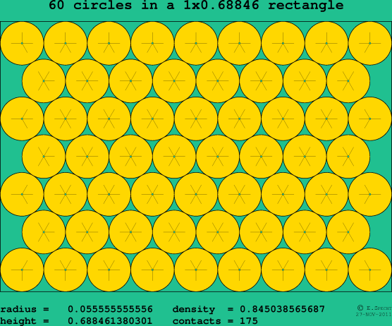 60 circles in a rectangle