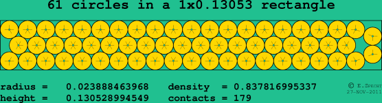 61 circles in a rectangle