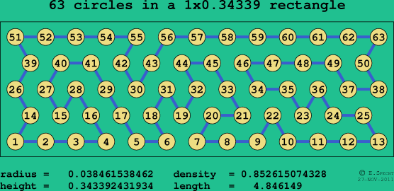 63 circles in a rectangle